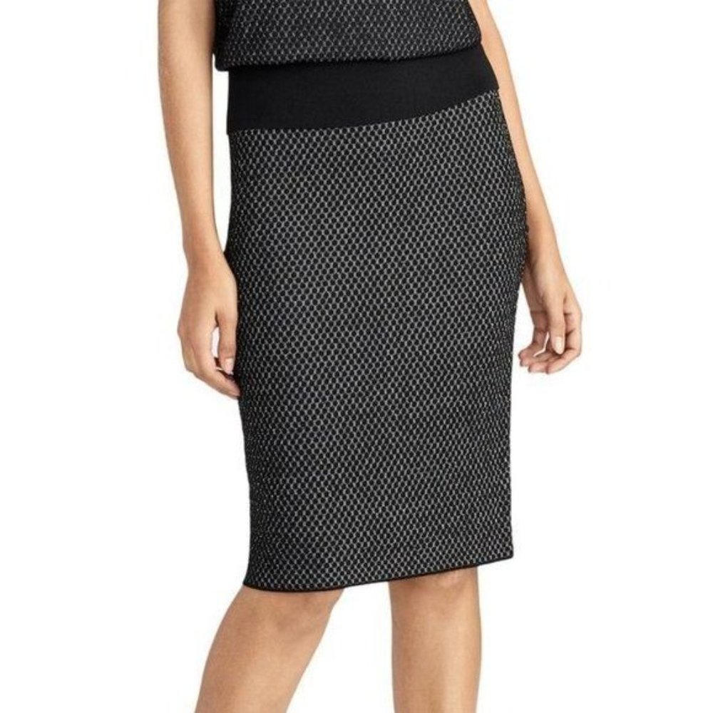 NWT Rachel Roy Womens Black Ivory Knit Pull On Pencil Skirt Size S - Picture 1 of 10